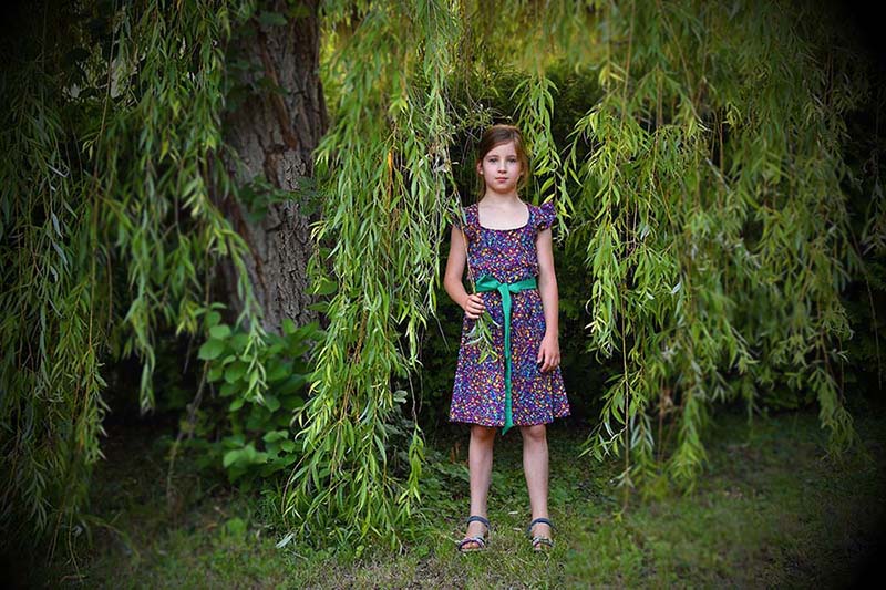 Cute girls dress, stripes and polka-dots